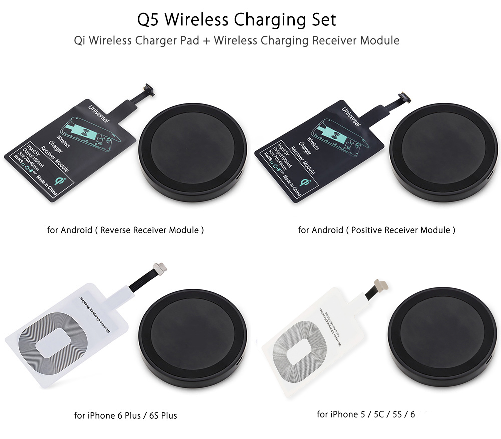 Qi Wireless Charger Phone Mount Pad + Charging Receiver for iPhone