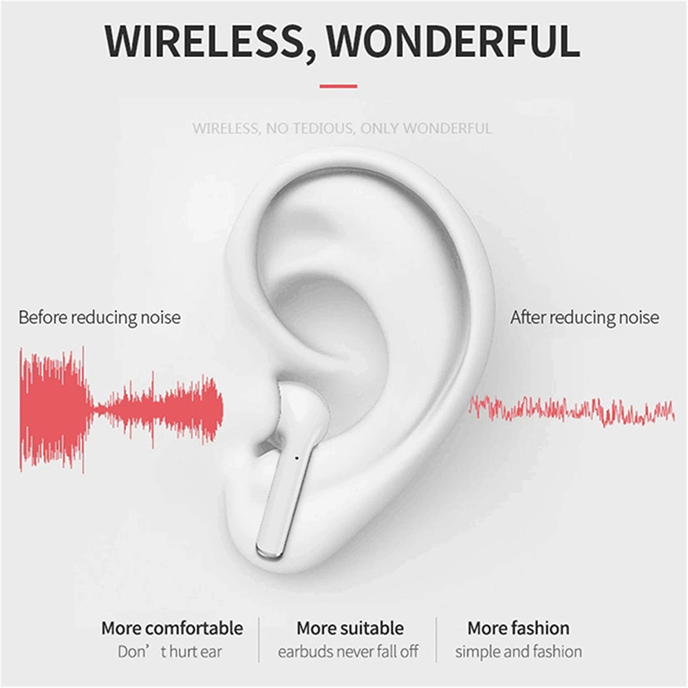 i13 TWS Bluetooth 5.0 / Noise Cancelling / Comfortable Wearing / Automatic Pairing Wireless Earphone - White